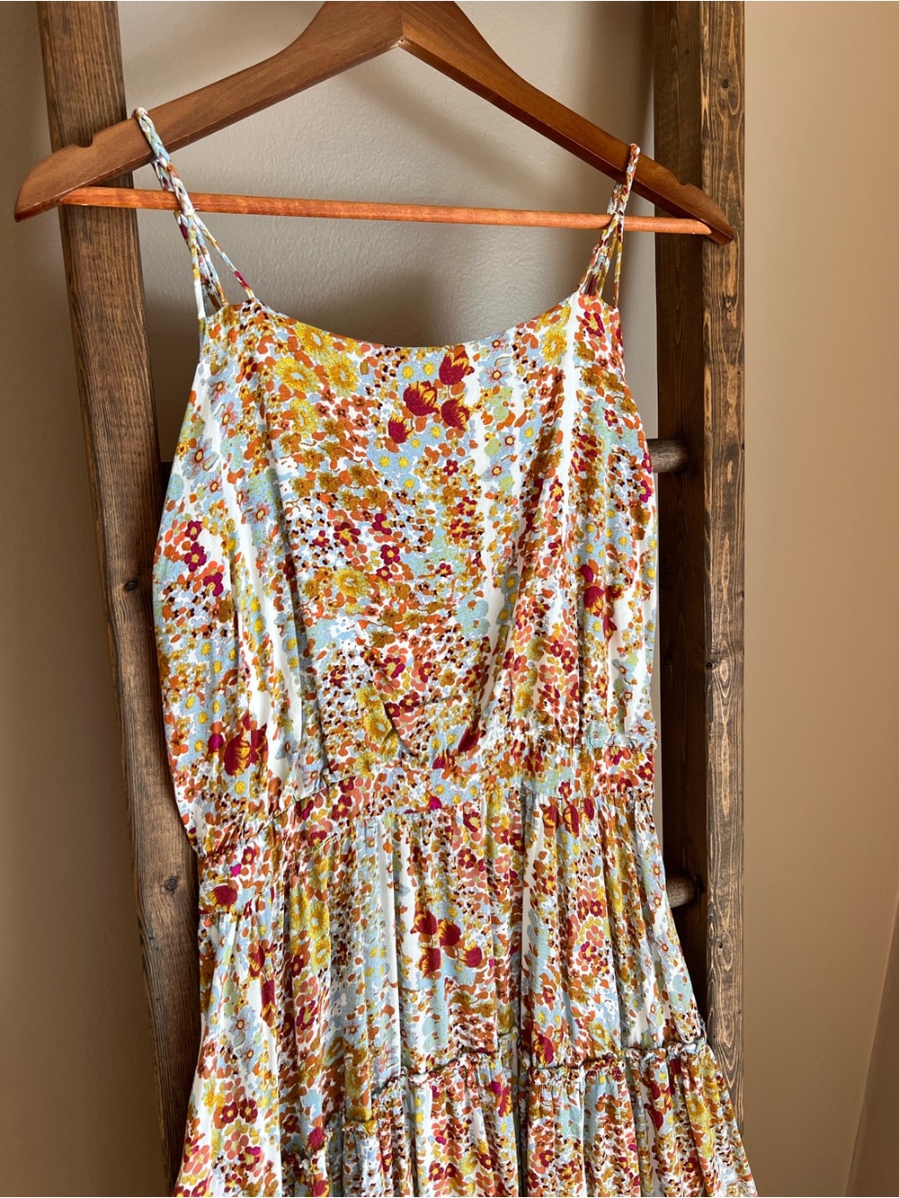 Free People Floral Tiered Spaghetti Strap Maxi Dress in Multicolor - Picture 3 of 6
